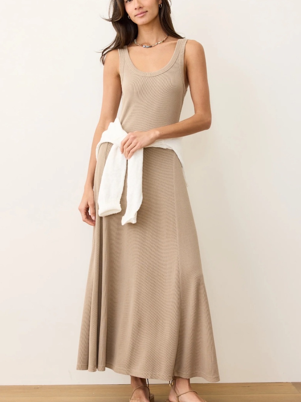 New Marine Layer Lexi Rib Sun-In Fit & Flare Dress in Cocoa Size Small - Picture 2 of 12